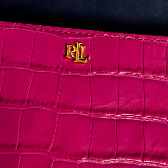 πRalph Lauren Fuchsia Croc-Embossed Wristletπππππππππππππππππππ - Picture 3 of 7